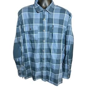 Wrangler ATG Flannel Shirt Outdoor Hiking Plaid Elbow Patch Pocket XL‎